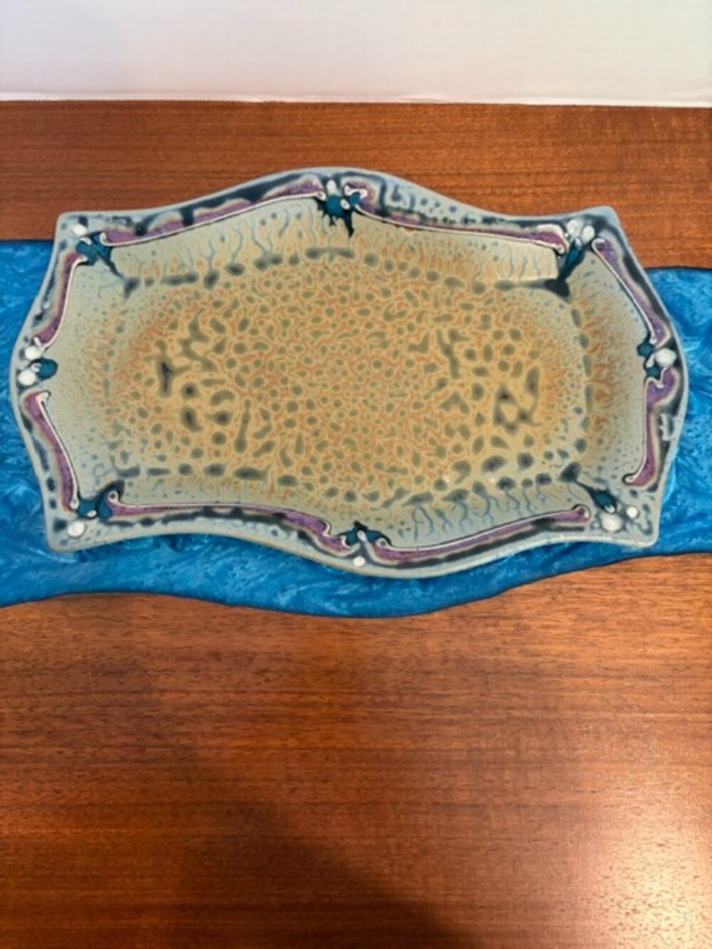 Hank Goodman Wood-Fired Pottery Scalloped Edge Serving Platter Tray